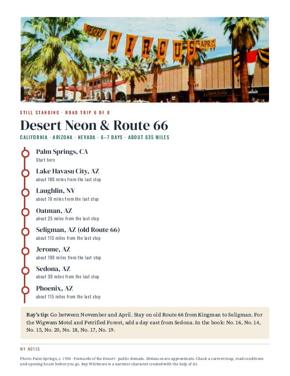 Bonus: a printable road-trip card, Desert Neon and Route 66